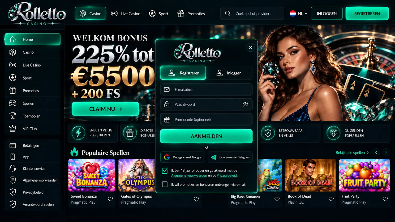 Rolletto Online Casino Gids: Games, Live Tafels en Betaalopties image 2